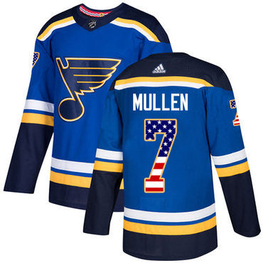 Adidas Blues 7 Joe Mullen Blue Home Authentic Usa Flag Stitched Nhl Jersey