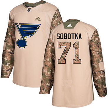 Adidas Blues 71 Vladimir Sobotka Camo Authentic 2017 Veterans Day Stitched Nhl Jersey