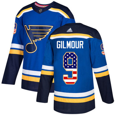 Adidas Blues 9 Doug Gilmour Blue Home Authentic Usa Flag Stitched Nhl Jersey