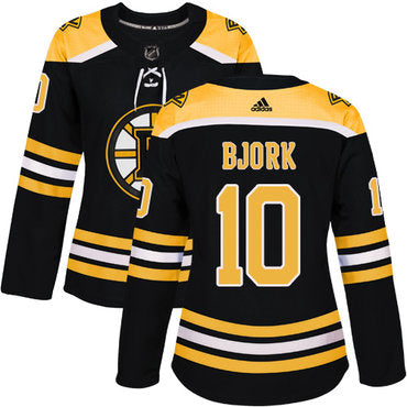 Adidas Boston Bruins 10 Anders Bjork Black Home Authentic Womens Stitched Nhl Jersey