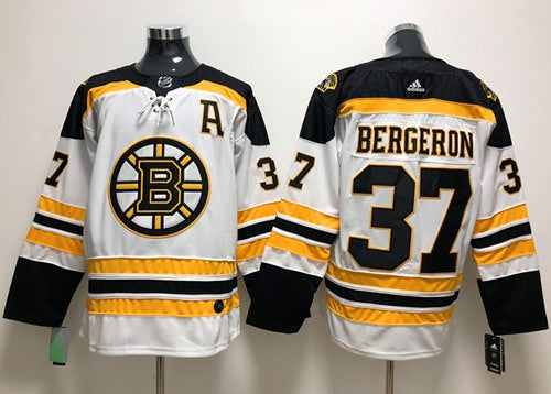 Adidas Boston Bruins 37 Patrice Bergeron White Road Authentic Stitched Nhl Jersey