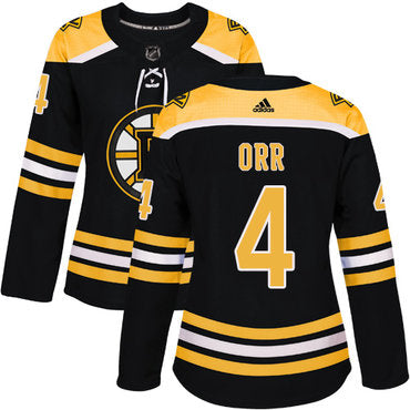 Adidas Boston Bruins 4 Bobby Orr Black Home Authentic Womens Stitched Nhl Jersey