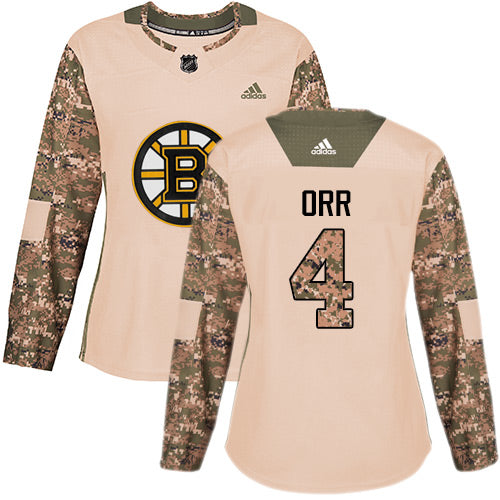 Adidas Boston Bruins 4 Bobby Orr Camo Authentic 2017 Veterans Day Womens Stitched Nhl Jersey