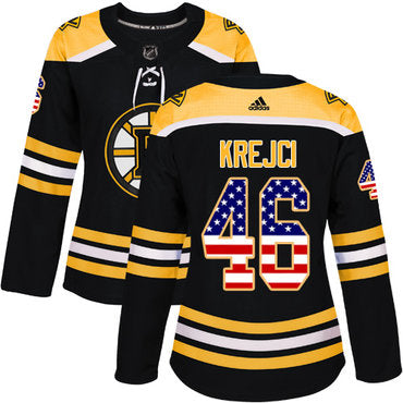 Adidas Boston Bruins 46 David Krejci Black Home Authentic Usa Flag Womens Stitched Nhl Jersey