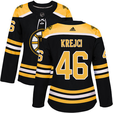 Adidas Boston Bruins 46 David Krejci Black Home Authentic Womens Stitched Nhl Jersey