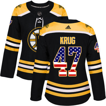 Adidas Boston Bruins 47 Torey Krug Black Home Authentic Usa Flag Womens Stitched Nhl Jersey