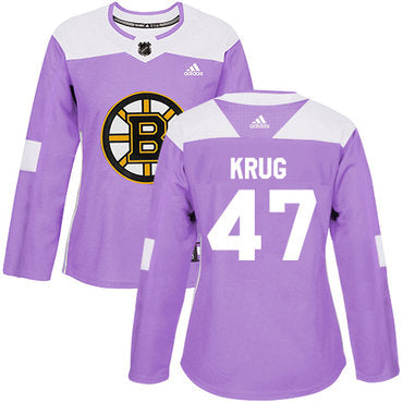 Adidas Boston Bruins 47 Torey Krug Purple Authentic Fights Cancer Womens Stitched Nhl Jersey