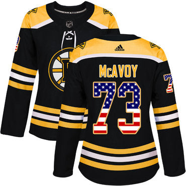 Adidas Boston Bruins 73 Charlie Mcavoy Black Home Authentic Usa Flag Womens Stitched Nhl Jersey
