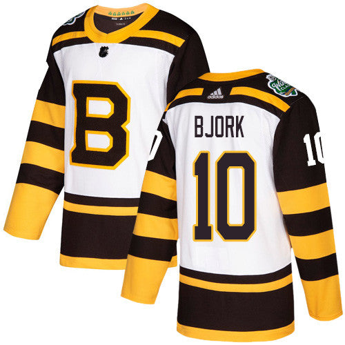 Adidas Bruins 10 Anders Bjork White Authentic 2019 Winter Classic Stitched Nhl Jersey