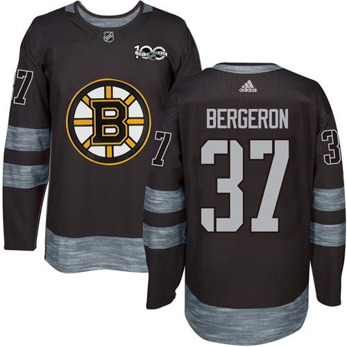 Adidas Bruins 37 Patrice Bergeron Black 1917 2017 100th Anniversary Stitched Nhl Jersey