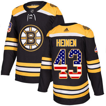 Adidas Bruins 43 Danton Heinen Black Home Authentic Usa Flag Stitched Nhl Jersey