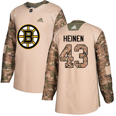 Adidas Bruins 43 Danton Heinen Camo Authentic 2017 Veterans Day Stitched Nhl Jersey