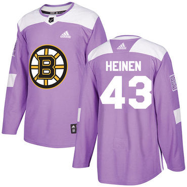 Adidas Bruins 43 Danton Heinen Purple Authentic Fights Cancer Stitched Nhl Jersey