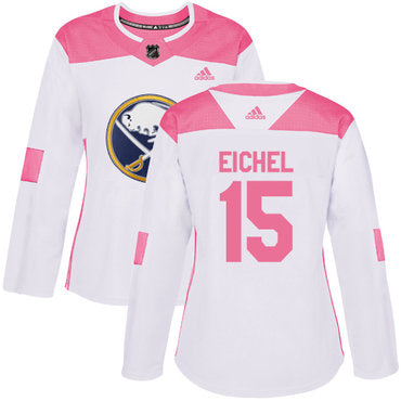 Adidas Buffalo Sabres 15 Jack Eichel White Pink Authentic Fashion Womens Stitched Nhl Jersey