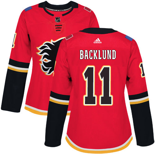 Adidas Calgary Flames 11 Mikael Backlund Red Home Authentic Womens Stitched Nhl Jersey