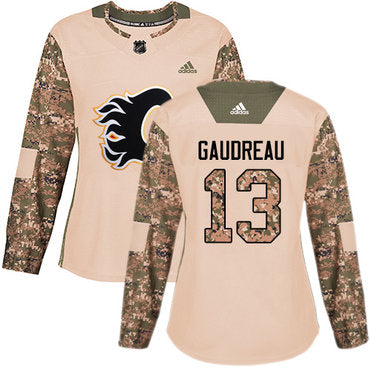 Adidas Calgary Flames 13 Johnny Gaudreau Camo Authentic 2017 Veterans Day Womens Stitched Nhl Jersey