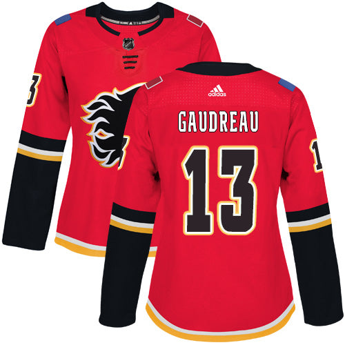 Adidas Calgary Flames 13 Johnny Gaudreau Red Home Authentic Womens Stitched Nhl Jersey