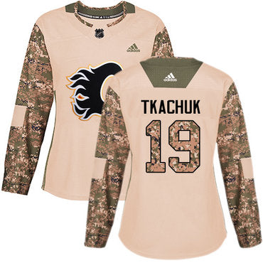 Adidas Calgary Flames 19 Matthew Tkachuk Camo Authentic 2017 Veterans Day Womens Stitched Nhl Jersey