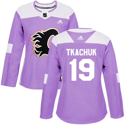 Adidas Calgary Flames 19 Matthew Tkachuk Purple Authentic Fights Cancer Womens Stitched Nhl Jersey