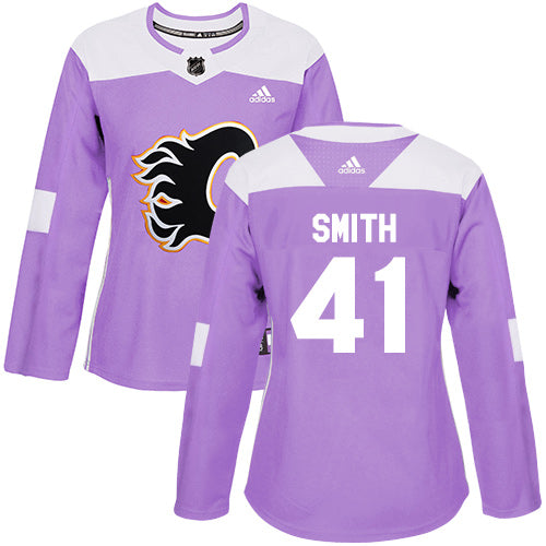 Adidas Calgary Flames 41 Mike Smith Purple Authentic Fights Cancer Womens Stitched Nhl Jersey