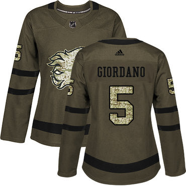 Adidas Calgary Flames 5 Mark Giordano Green Salute To Service Womens Stitched Nhl Jersey