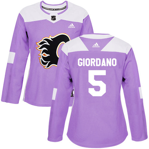 Adidas Calgary Flames 5 Mark Giordano Purple Authentic Fights Cancer Womens Stitched Nhl Jersey