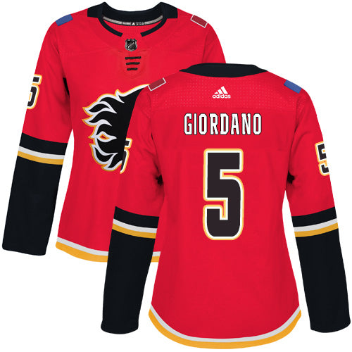 Adidas Calgary Flames 5 Mark Giordano Red Home Authentic Womens Stitched Nhl Jersey