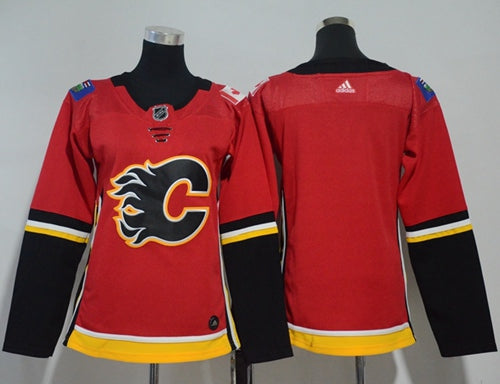 Adidas Calgary Flames Blank Red Home Authentic Womens Stitched Nhl Jersey