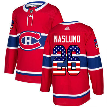 Adidas Canadiens 26 Mats Naslund Red Home Authentic Usa Flag Stitched Nhl Jersey