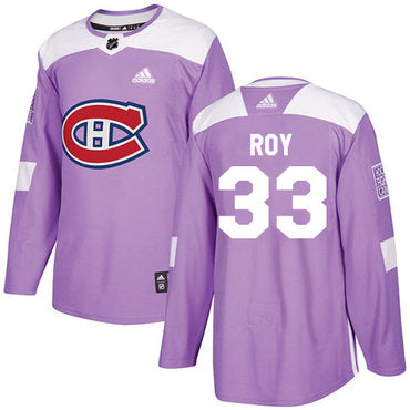 Adidas Canadiens 33 Patrick Roy Purple Authentic Fights Cancer Stitched Nhl Jersey