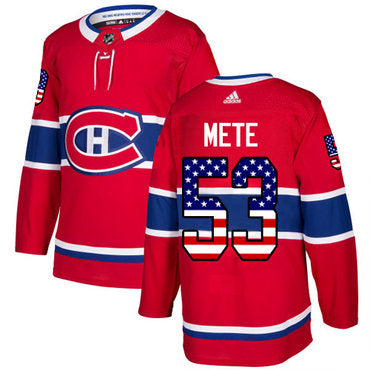 Adidas Canadiens 53 Victor Mete Red Home Authentic Usa Flag Stitched Nhl Jersey