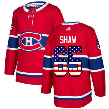 Adidas Canadiens 65 Andrew Shaw Red Home Authentic Usa Flag Stitched Nhl Jersey