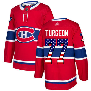 Adidas Canadiens 77 Pierre Turgeon Red Home Authentic Usa Flag Stitched Nhl Jersey