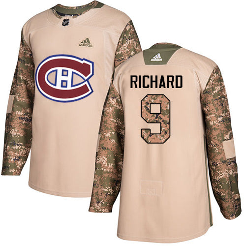 Adidas Canadiens 9 Maurice Richard Camo Authentic 2017 Veterans Day Stitched Nhl Jersey