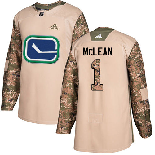 Adidas Canucks 1 Kirk Mclean Camo Authentic 2017 Veterans Day Stitched Nhl Jersey
