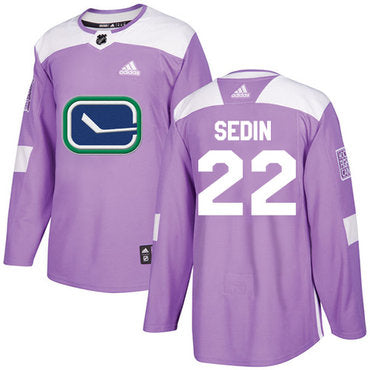 Adidas Canucks 22 Daniel Sedin Purple Authentic Fights Cancer Stitched Nhl Jersey