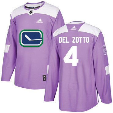 Adidas Canucks 4 Michael Del Zotto Purple Authentic Fights Cancer Stitched Nhl Jersey