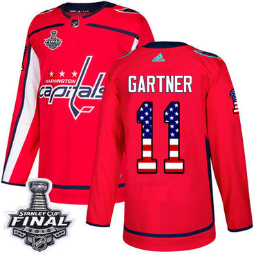 Adidas Capitals 11 Mike Gartner Red Home Authentic Usa Flag 2018 Stanley Cup Final Stitched Nhl Jersey