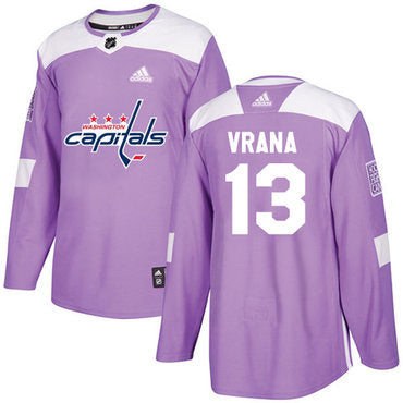 Adidas Capitals 13 Jakub Vrana Purple Authentic Fights Cancer Stitched Nhl Jersey
