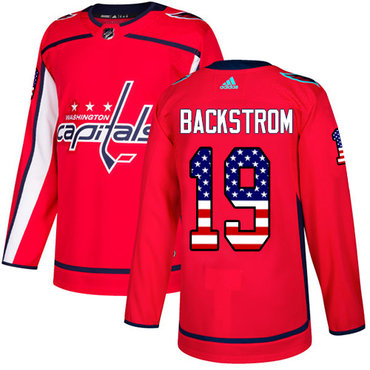 Adidas Capitals 19 Nicklas Backstrom Red Home Authentic Usa Flag Stitched Nhl Jersey
