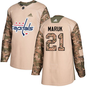 Adidas Capitals 21 Dennis Maruk Camo Authentic 2017 Veterans Day Stitched Nhl Jersey