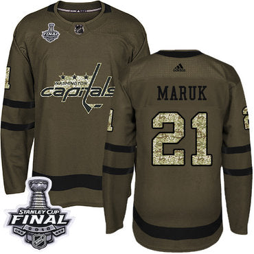 Adidas Capitals 21 Dennis Maruk Green Salute To Service 2018 Stanley Cup Final Stitched Nhl Jersey