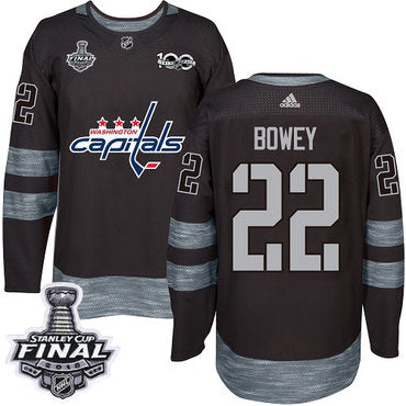 Adidas Capitals 22 Madison Bowey Black 1917 2017 100th Anniversary 2018 Stanley Cup Final Stitched Nhl Jersey