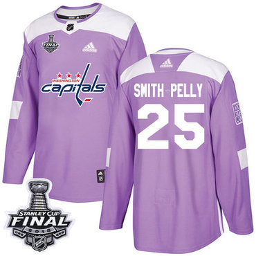 Adidas Capitals 25 Devante Smith pelly Purple Authentic Fights Cancer 2018 Stanley Cup Final Stitched Nhl Jersey
