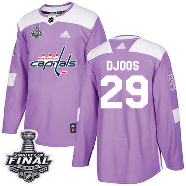 Adidas Capitals 29 Christian Djoos Purple Authentic Fights Cancer 2018 Stanley Cup Final Stitched Nhl Jersey