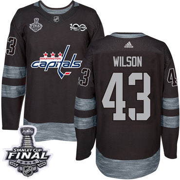 Adidas Capitals 43 Tom Wilson Black 1917 2017 100th Anniversary 2018 Stanley Cup Final Stitched Nhl Jersey