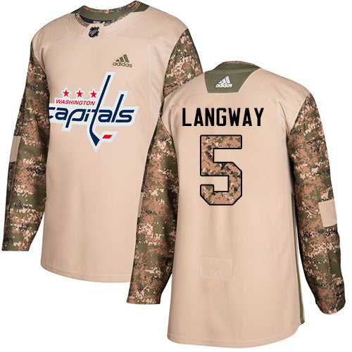 Adidas Capitals 5 Rod Langway Camo Authentic 2017 Veterans Day Stitched Nhl Jersey