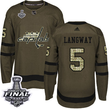 Adidas Capitals 5 Rod Langway Green Salute To Service 2018 Stanley Cup Final Stitched Nhl Jersey