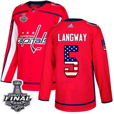 Adidas Capitals 5 Rod Langway Red Home Authentic Usa Flag 2018 Stanley Cup Final Stitched Nhl Jersey