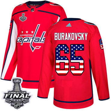 Adidas Capitals 65 Andre Burakovsky Red Home Authentic Usa Flag 2018 Stanley Cup Final Stitched Nhl Jersey